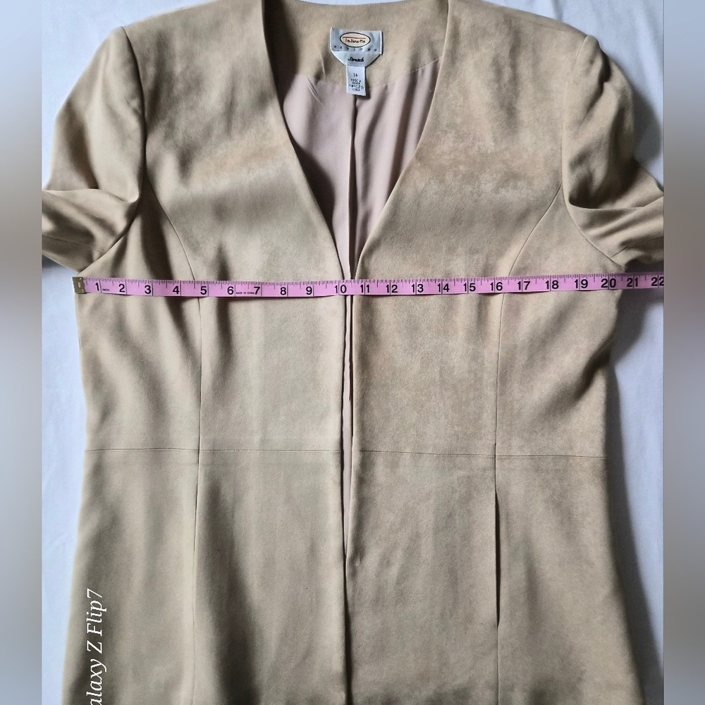 VTG Talbots Camel Wool Skirt Suit Set | 2-Piece Blazer & Midi Skirt | Size 14P - Picture 6 of 11